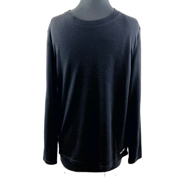 Omni Wool Mens Base Layer Top Black Long Sleeve Crewneck Shirt Thermal Size L - Picture 1 of 9